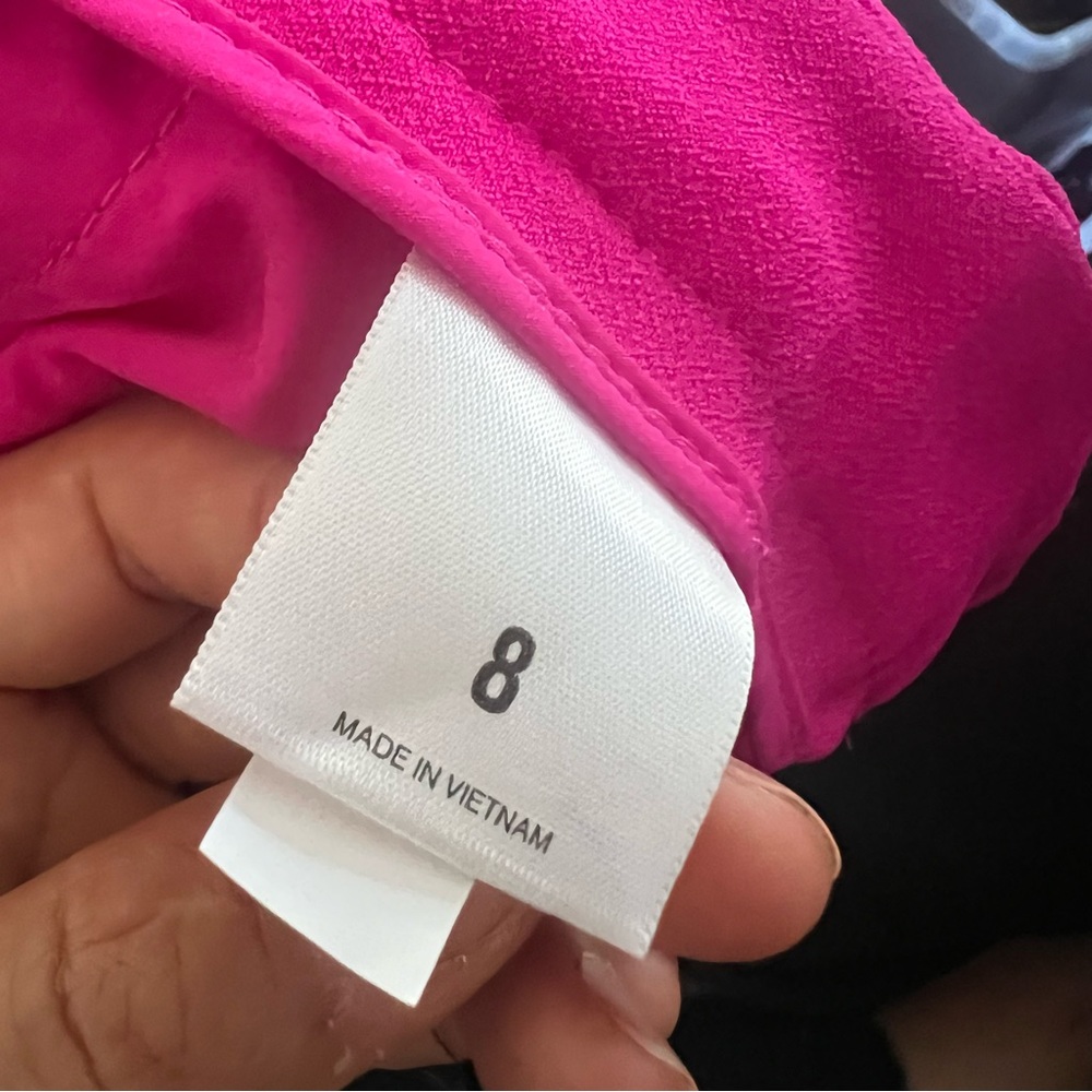 Express Editor Relaxed Mid Rise Trouser Pant Neon Berry Hot Pink Size 8 NWOT - Picture 12 of 14